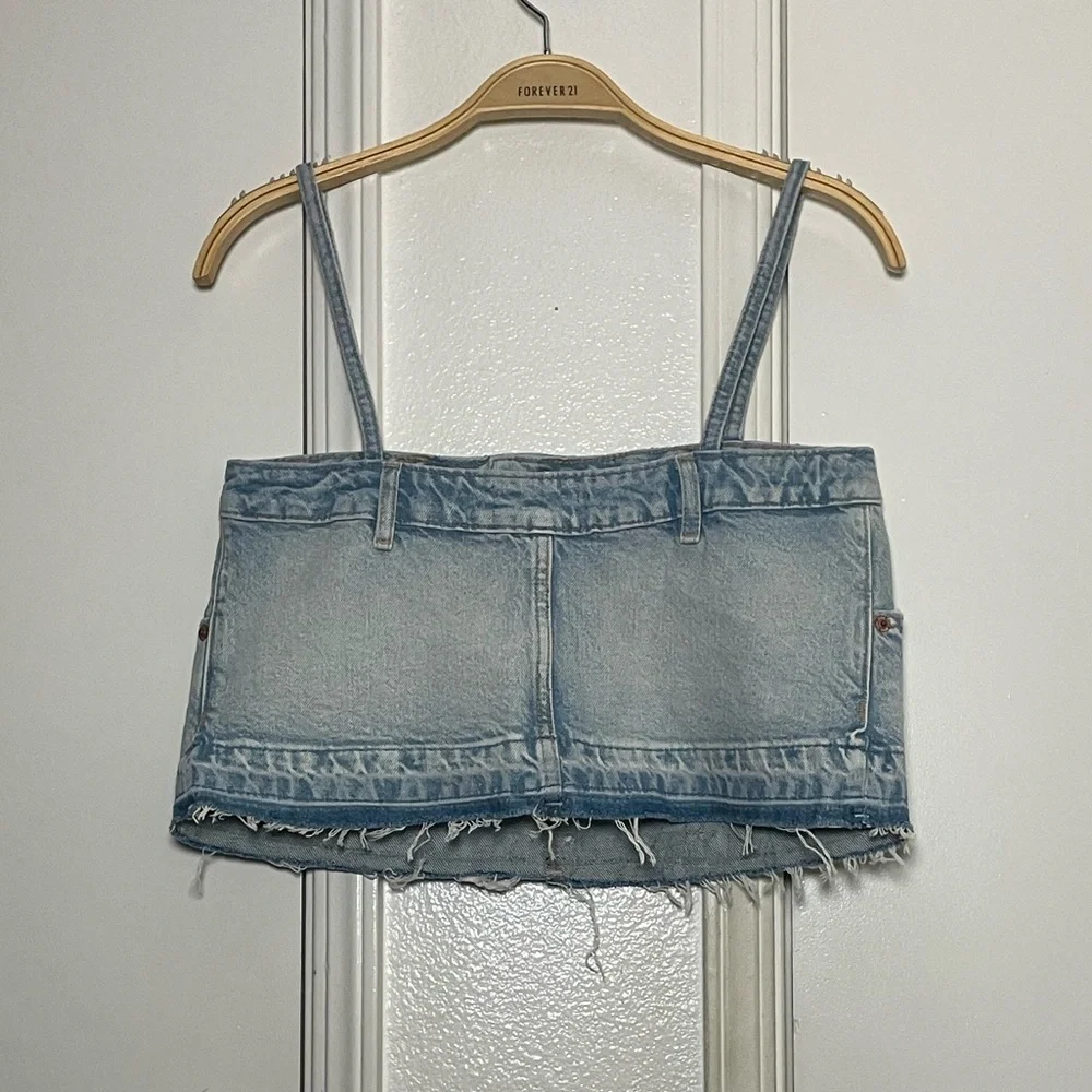 Zara Denim Skirt Effect crop top - Picture 5 of 5